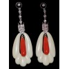 Boucles d'oreilles ivoire corail onyx et diamants