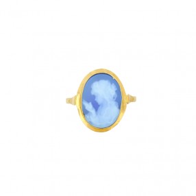 Bague Camée Bleue en Or Jaune