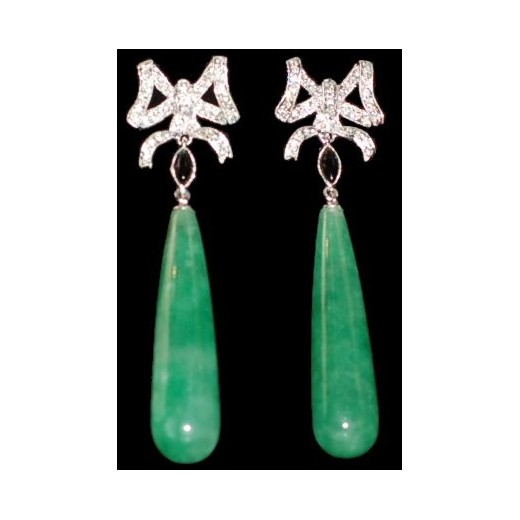 Boucles d'oreilles jade onyx et diamants