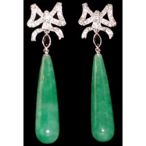 Boucles d'oreilles jade onyx et diamants