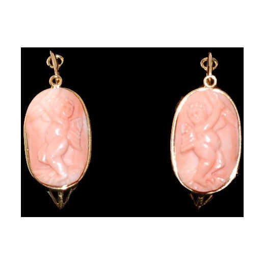 Boucles d'oreilles angelots corail rose