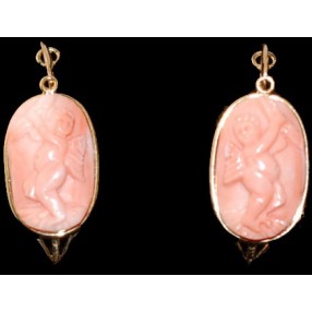 Boucles d'oreilles angelots corail rose