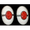 Boucles d'oreilles ivoire corail et diamants