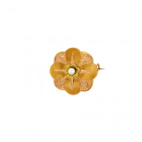 Broche Fleur 2 Ors et Perle...