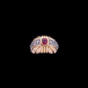 Bague ancienne Rubis diamants 1950's