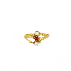 Bague en Or Jaune Rubis et...