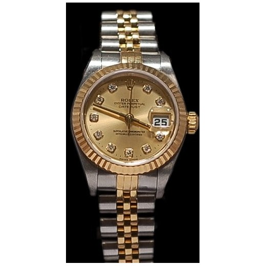 Montre Rolex LadyDatejust en Or & Acier "Index diamants"