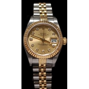 Montre Rolex LadyDatejust en Or & Acier "Index diamants"