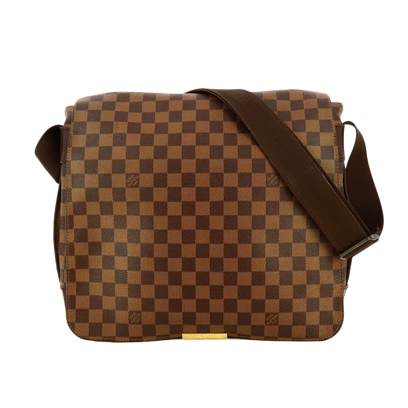 Sac bandoulière Louis Vuitton Bastille en toile damier enduite grise et  cuir noir