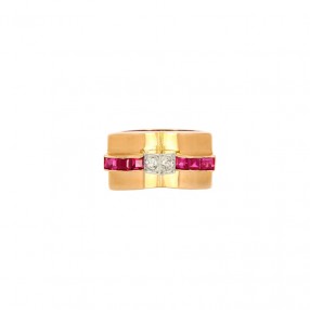 Bague "Tank" en Or Rose,...