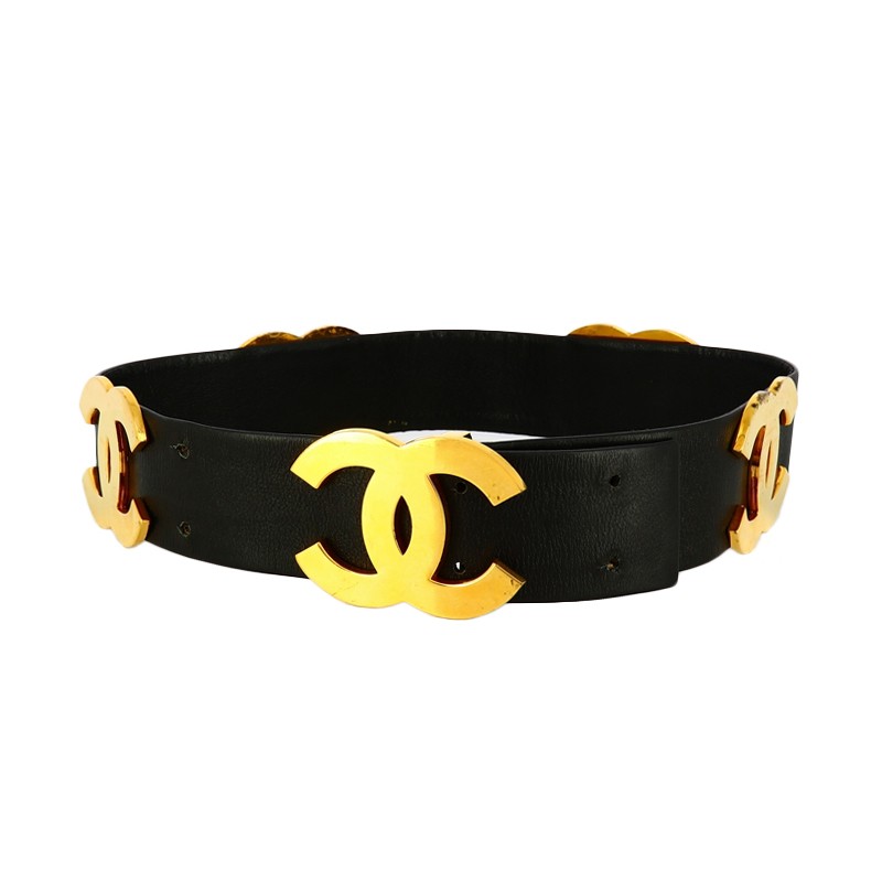 Ceinture Large Chanel en Cuir et M tal Dor