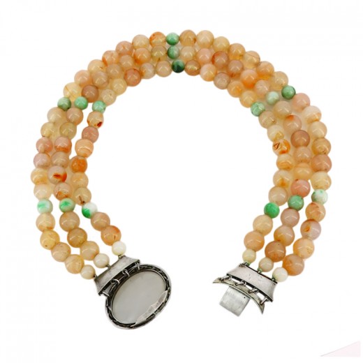 Collier 3 Rangs En Agates Naturelles - 410 Carats - Fermoir En Agate - Création Made In France