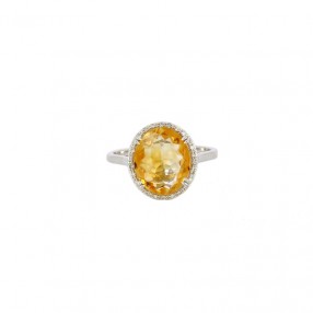 Bague en Or Blanc, Citrine...