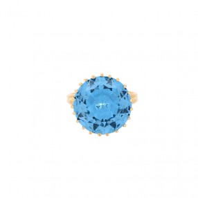 Bague en Or et Topaze Bleue