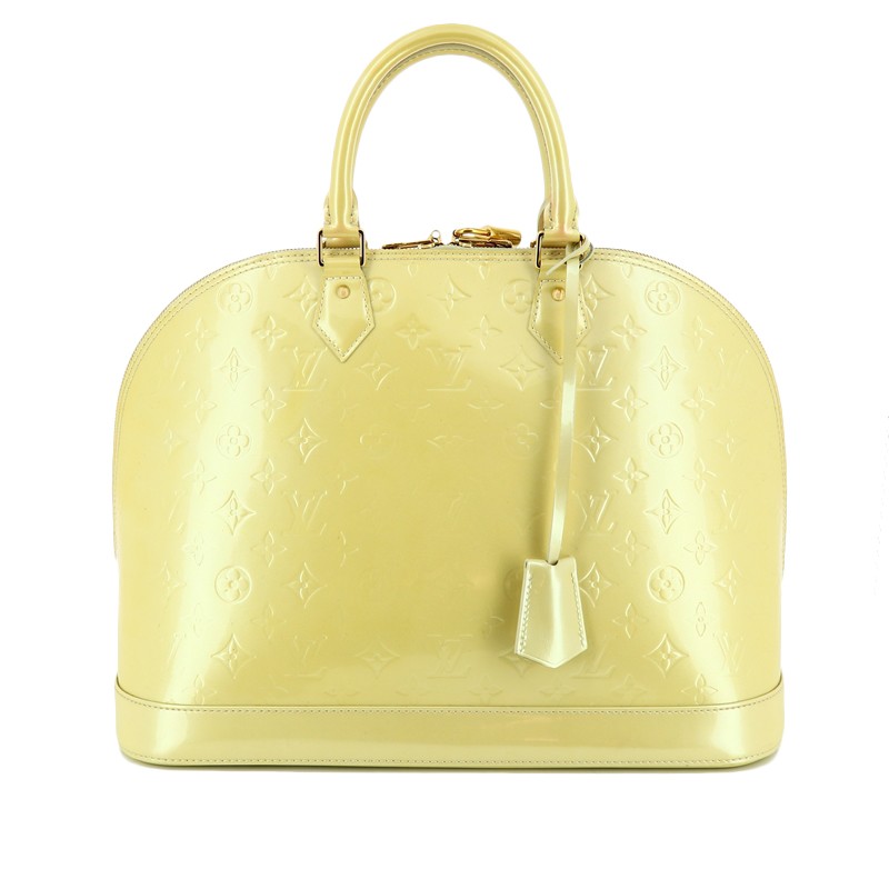 Sac Alma MM en cuir vernis beige - Louis Vuitton