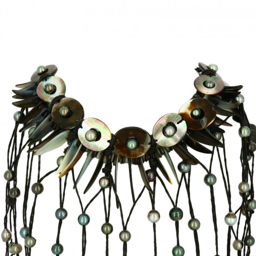Collier Sautoir En Coquillage Tahitien - Style Années 80, Couleur Blanc - Occasion, Sans Marque