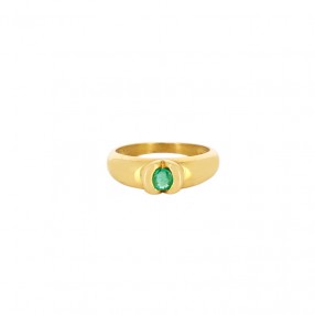 Bague Jonc en Or et Emeraude