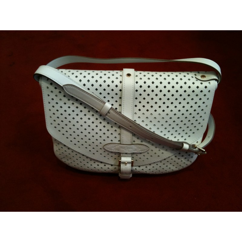 Sac Louis Vuitton Saumur Flore cuir mahina blanc