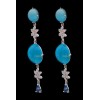 Boucles d'Oreilles pendantes Turquoise et diamants