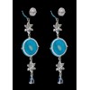 Boucles d'Oreilles pendantes Turquoise et diamants