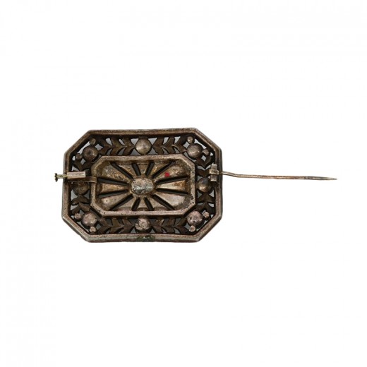 Broche Vintage Art Déco Linéaire, Couleur Dorée, Bijou Fantaisie (état D'occasion)