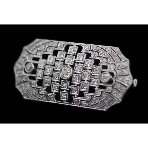 Broche Art Déco Ancienne En Argent Martelé – Signée MD, Pièce Vintage Unique