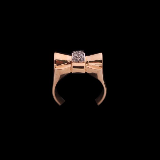 Bague Tank Or Rose, Diamants et Platine