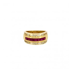 Bague Jonc en Or, Rubis et...