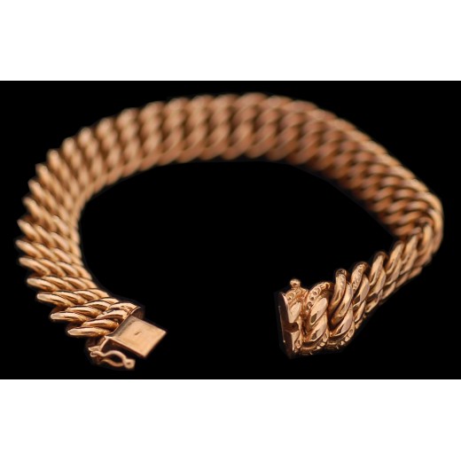 Bracelet Gourmette Plaqué Or Maille Américaine - Bijou Vintage 3227 - Chaîne Dorée Femme