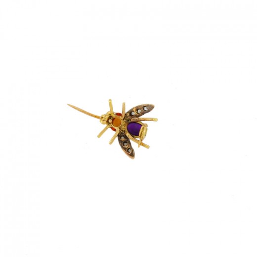 Broche de abeja de oro amarillo de 18 K Perla dorada de los mares del Sur Diaman
