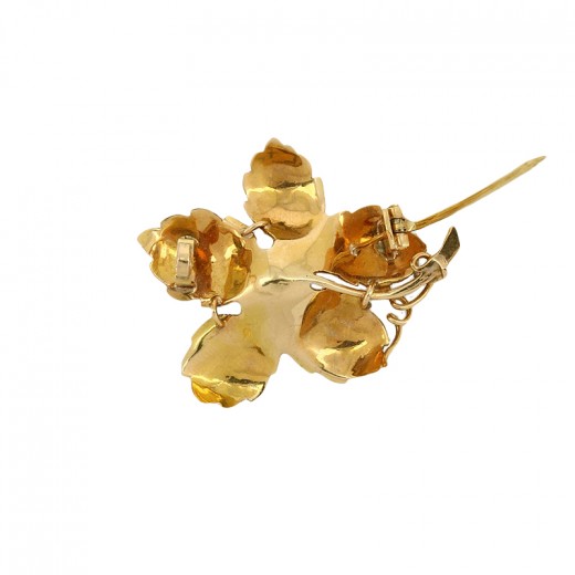 Broche Ancienne Vintage Goldcrest En Fleurs - Bijou Argenté Occasion - Magnifique Décor