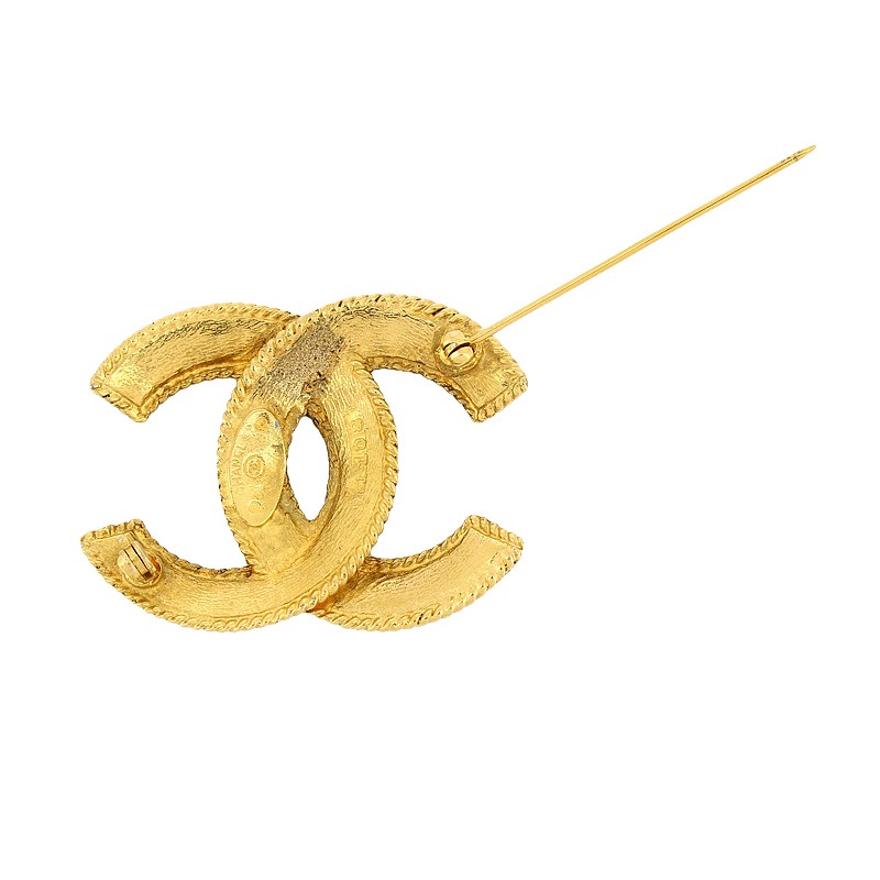 Broche Chanel Vintage Double C Plaqué Or