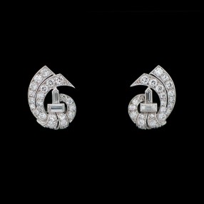 Boucles d'oreilles clip or diamants des années 1930