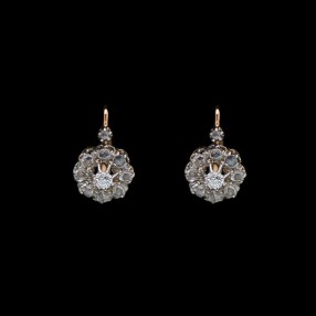 Boucles d'oreilles anciennes deux ors diamants