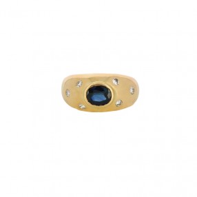 Bague Jonc en Or, Saphir et...