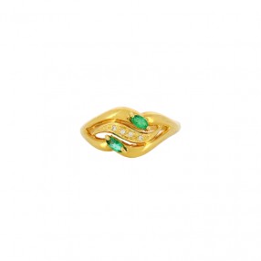 Bague en Or, Emeraudes et...