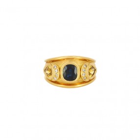 Bague Jonc en Or, Saphirs...