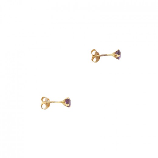 Boucles D'oreilles Puces En Argent Massif 925 Avec Améthystes - Poinçonnées Et Garanties, Neuves Avec étiquettes