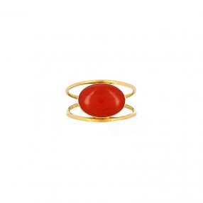 Bague Vintage en Or et Corail