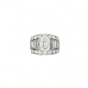 Bague en Platine et 6 ct de...