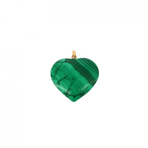 Bracelet Cœur En Or 9 Carats Jaune Et Malachite - Longueur 19.1 Cm - Neuf Avec étiquettes