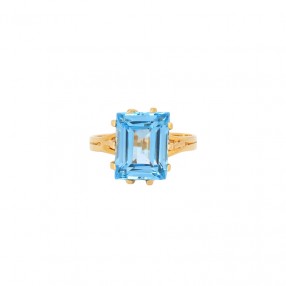 Bague en Or et Topaze Bleue