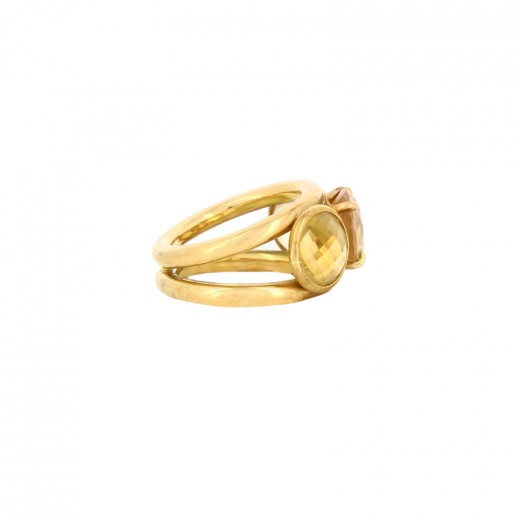 Bague En Or Massif 14 Carats Avec Coeur Strass - Taille 54 - Occasion