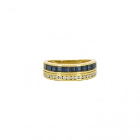 Bague Double en Or, Saphirs...
