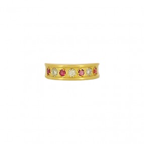 Bague en Or, Rubis et Diamants