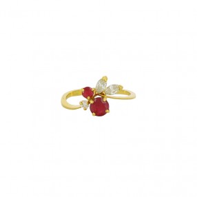 Bague Fleur en Or, Rubis et...