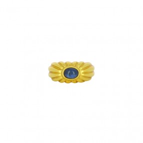 Bague Godrons en Or et Saphir