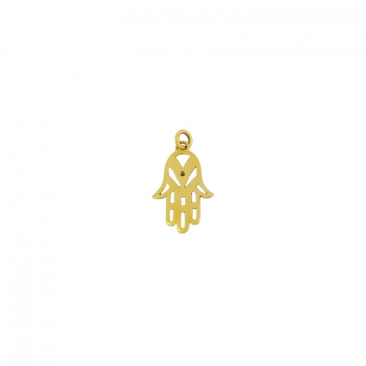 Pendentif Main De Fatma Diamants Cz Plaqué Or 18K - Unisexe - Neuf Avec Étiquettes