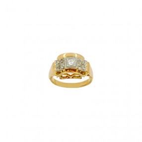 Bague Tank en Deux Tons...