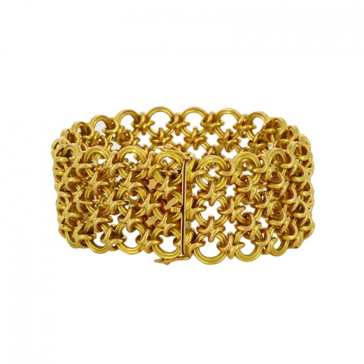 Bracelet Maille Ronde Alterné Plaqué Or - Superbe, Occasion En Excellent état